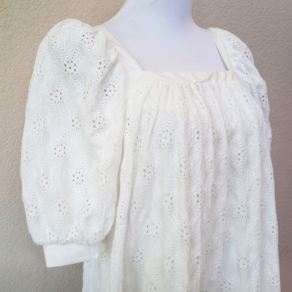 Anthropologie Maeve white eyelet puff sleeve dress - Picture 7 of 10